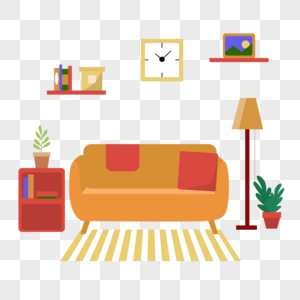 客厅房间起居室扁平风格条纹地毯沙发摆件图片