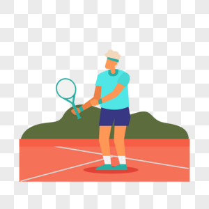 网球比赛运动概念插画网球场上运动的老人图片