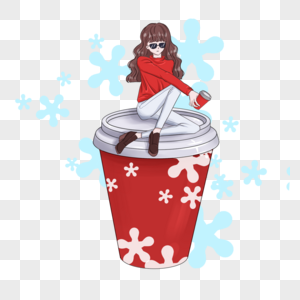 红色圣诞咖啡女郎图片