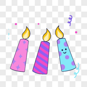 蓝紫色系生日组合可爱彩色蜡烛图片