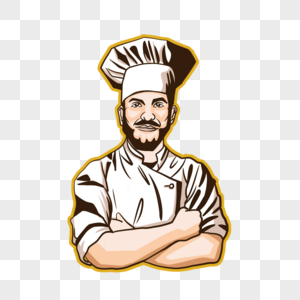 双手环抱厨师人物插图图片