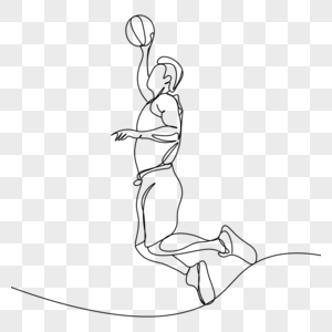 抽象线条画篮球运动员投篮图片