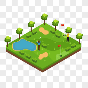 绿色草地高尔夫球场高清图片