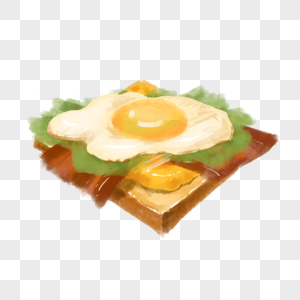 水彩鸡蛋培根三明治食品图片