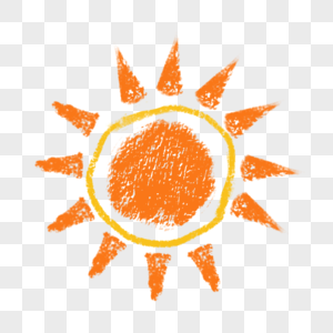 橙色水彩笔卡通涂鸦太阳图片