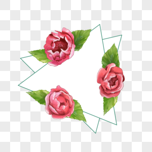 三角形水彩海棠花卉边框图片