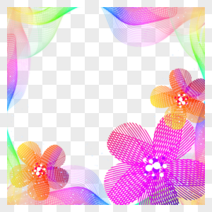 多彩网格纹理花卉抽象边框图片