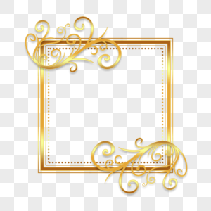 金色复古花纹婚礼几何边框高清图片