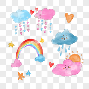 水彩婴儿可爱卡通天气彩虹图片