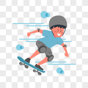 街头滑板运动人物插画玩滑板戴安全帽的男孩图片