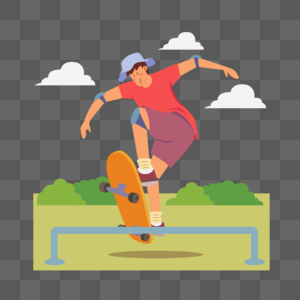 街头滑板运动人物插画在公园玩滑板的男孩图片