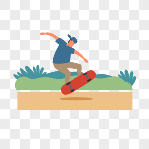 街头滑板运动人物插画戴帽子玩滑板的人图片