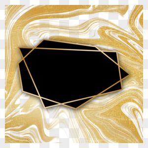 黑色不规则多边形叠加金色渐变流体抽象边框图片
