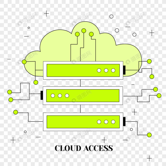 服务器和云端互联网云计算概念插图图片