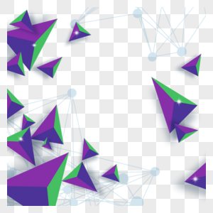 紫色立体三角形质感边框图片