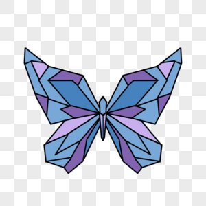 可爱蓝紫色立体几何蝴蝶图片