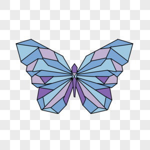 蓝紫色可爱立体几何蝴蝶图片
