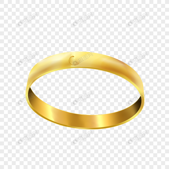 内刻花纹的黄金婚礼戒指图片