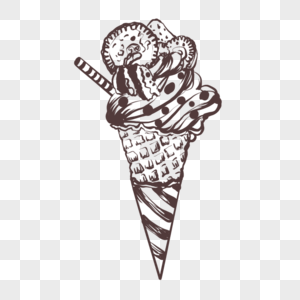 复古冰淇淋线单色图片