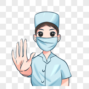 目视前方做着停止手势的护士图片