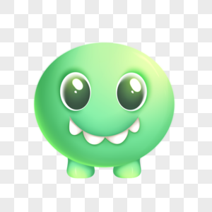 绿色的可爱卡通微笑表情的怪物图片