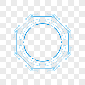 蓝色八边形科技边框图片