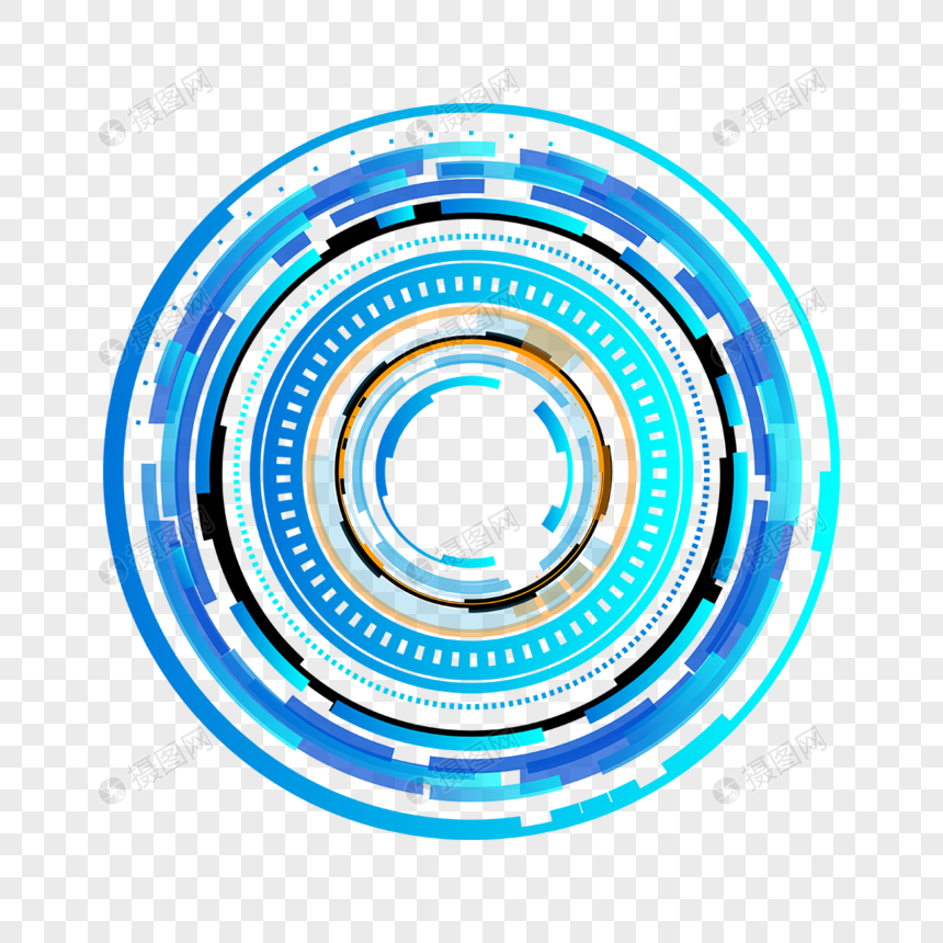 蓝色科技未来圆环边框时空隧道图片