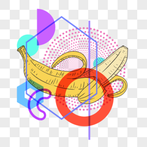 创意孟菲斯风格香蕉图片