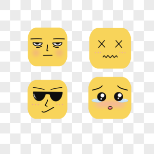 卡通黄色系列方形emoji表情图片
