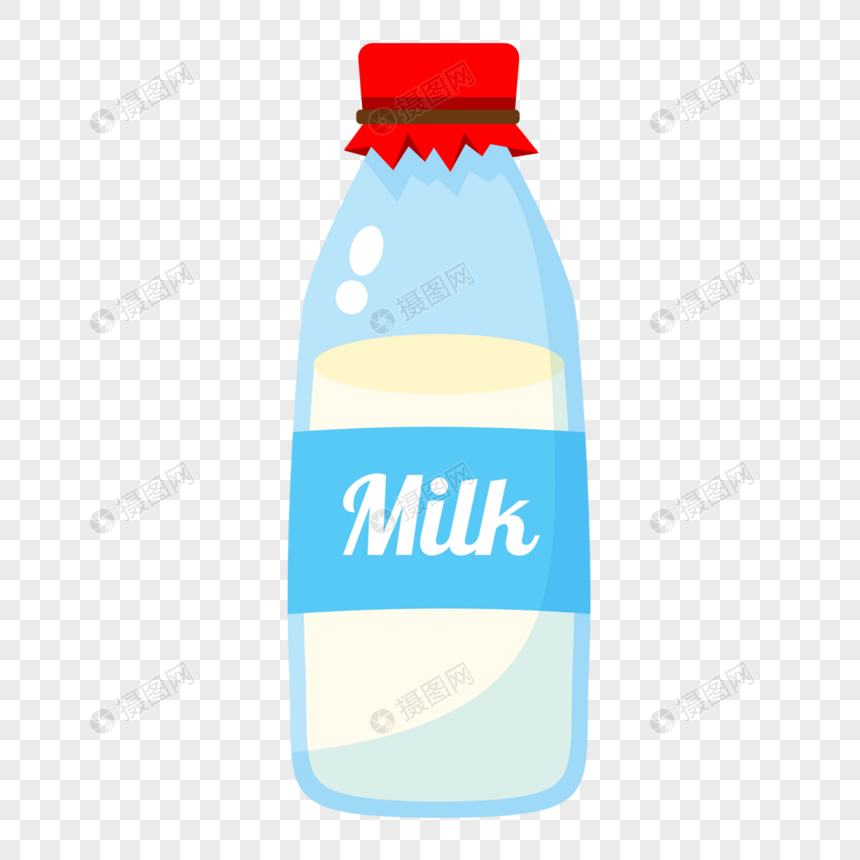 红色瓶盖卡通牛奶瓶图片