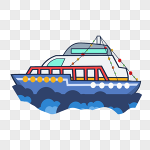 海上的彩色轮船图片