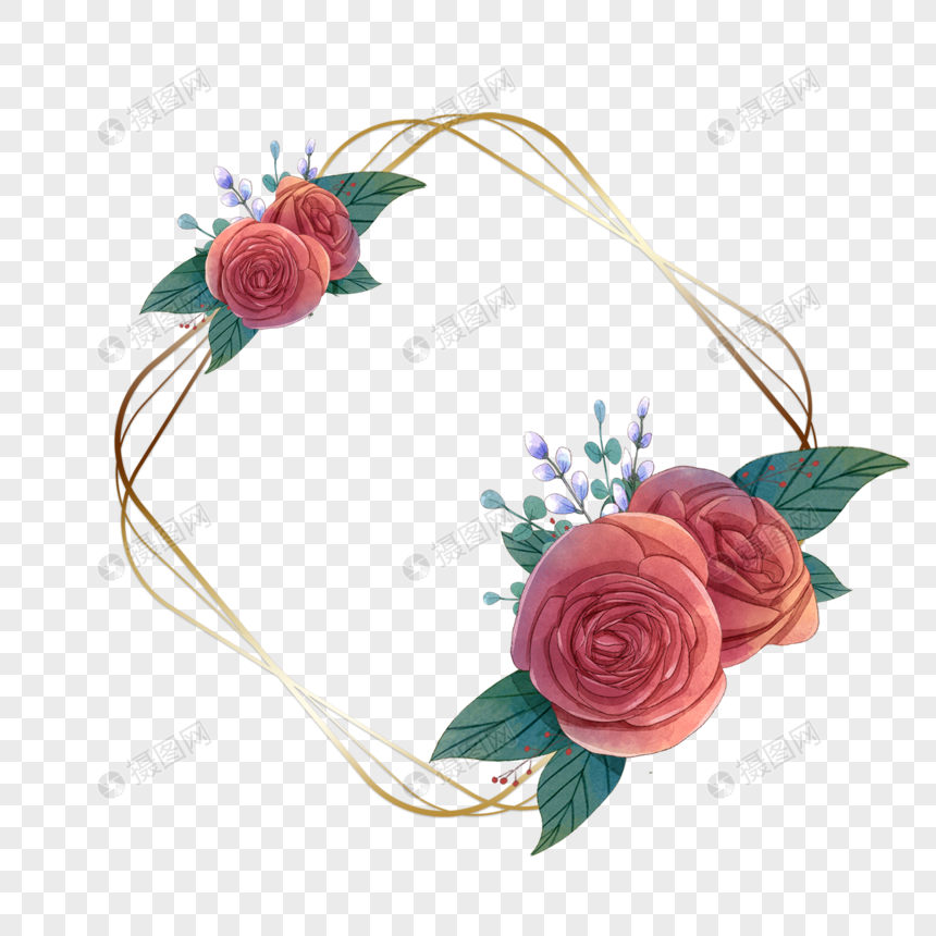创意水彩花卉婚礼边框图片