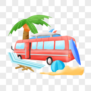 沙滩游玩冲浪巴士图片