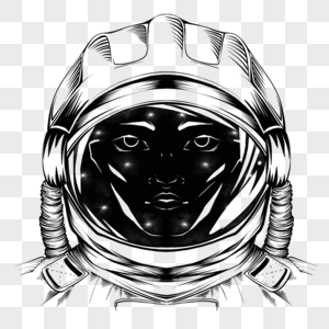 单色太空黑白宇航员图片