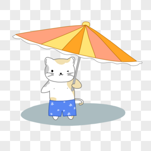夏季猫咪可爱卡通图片