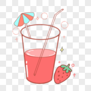 夏季卡通可爱杯子里的草莓汁图片