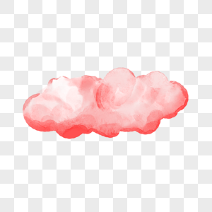 红色白色渐变晕染云朵水彩剪贴画图片
