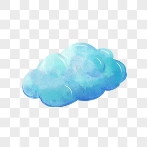 蓝色青色渐变晕染云朵水彩剪贴画图片