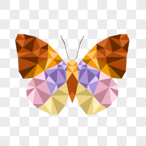 棕色几何风格多边形低聚彩色蝴蝶图片
