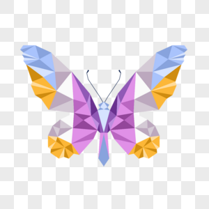 紫色几何风格多边形低聚彩色蝴蝶图片