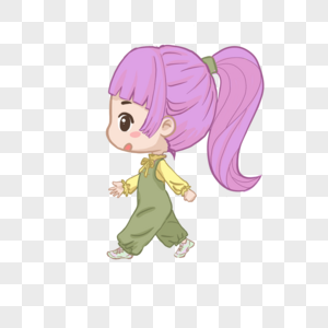 紫色头发的可爱女孩图片