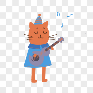 弹尤克里里的小猫音乐家图片