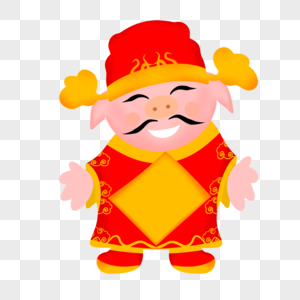 金色猪戴着帽子红色猪的富人的问候图片