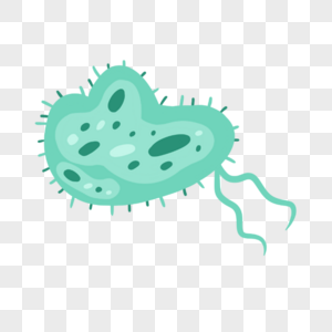 绿色卡通可爱细菌微生物图片
