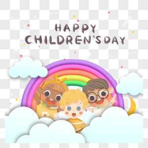 创意彩虹六一儿童节图片