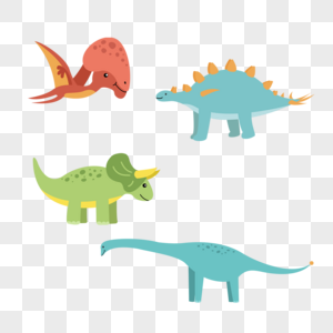 不同种类彩色可爱卡通恐龙图片