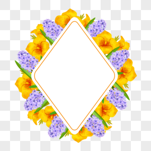 水彩风信子百合花卉边框装饰图片