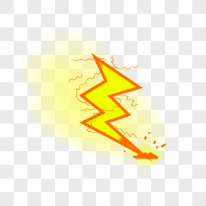 黄色简单闪电效果元素PNG免费下载图片