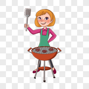 烧烤剪贴画烤东西的女孩图片