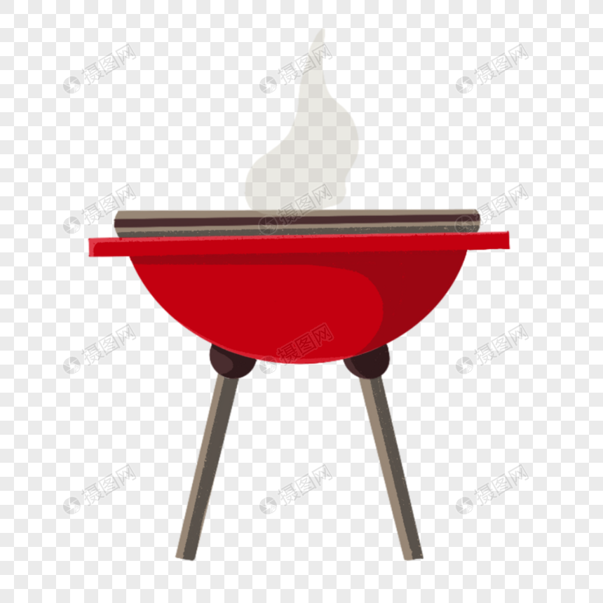 烧烤剪贴画冒烟红色烤炉图片